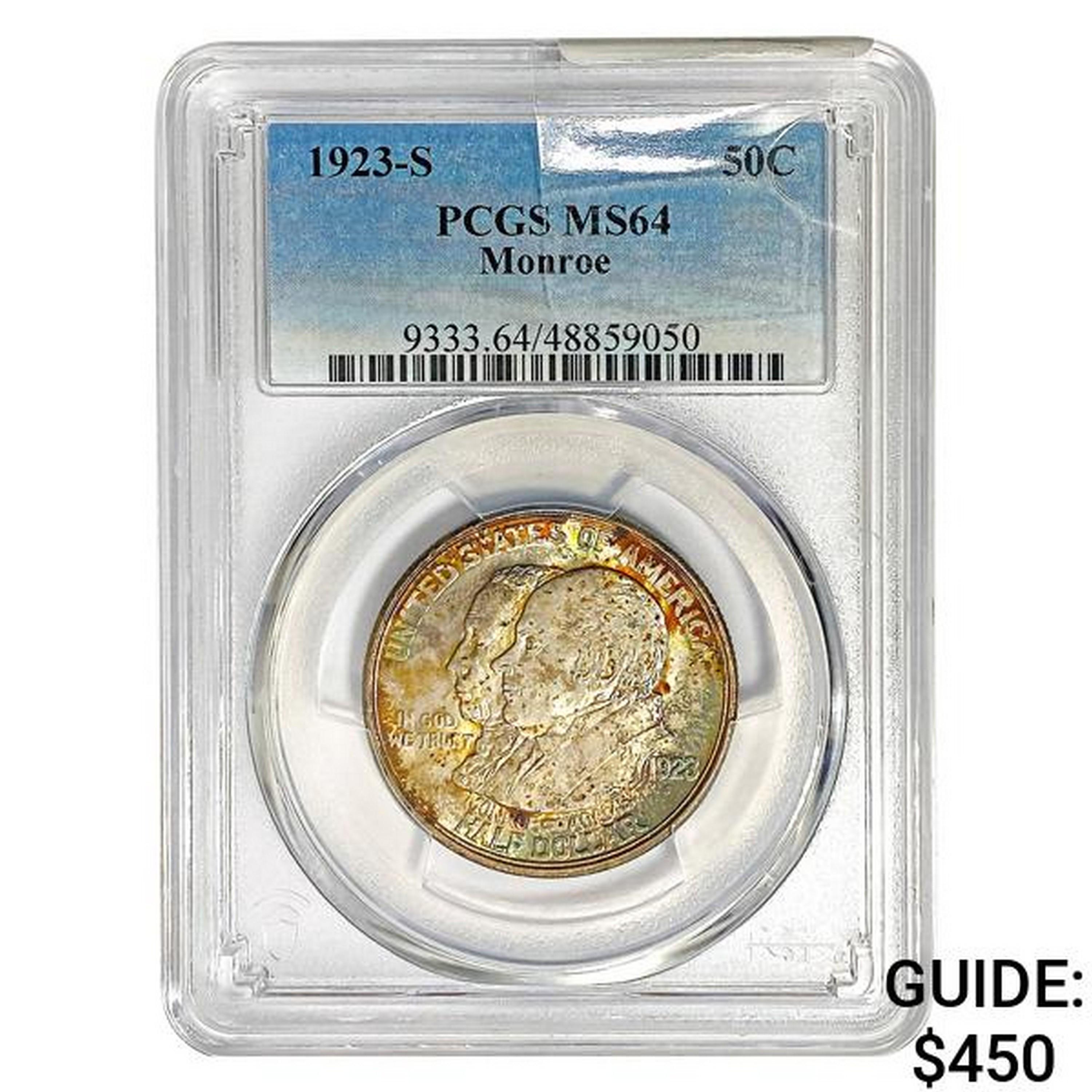 1923-S Monroe Half Dollar PCGS MS64