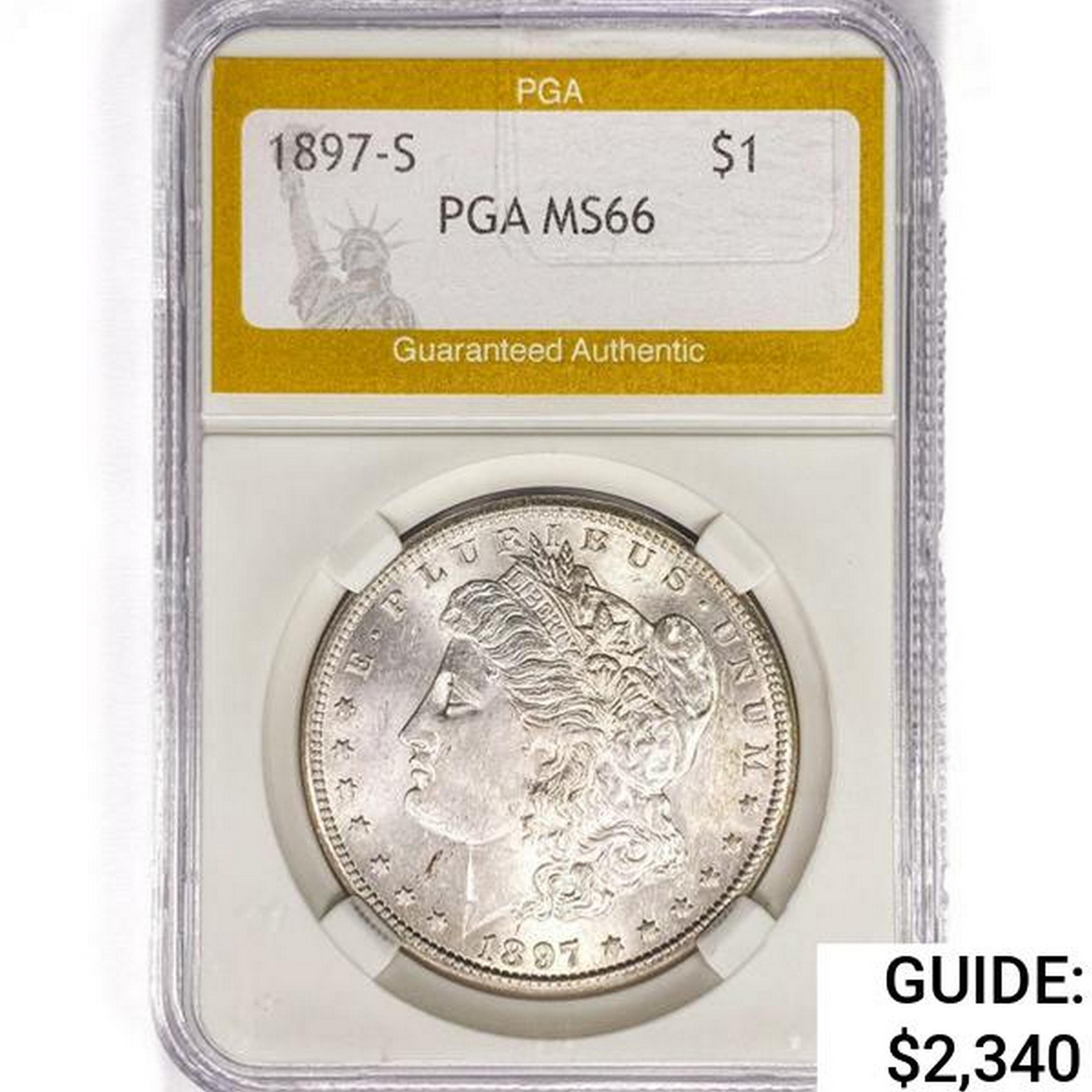 1897-S Morgan Silver Dollar PGA MS66