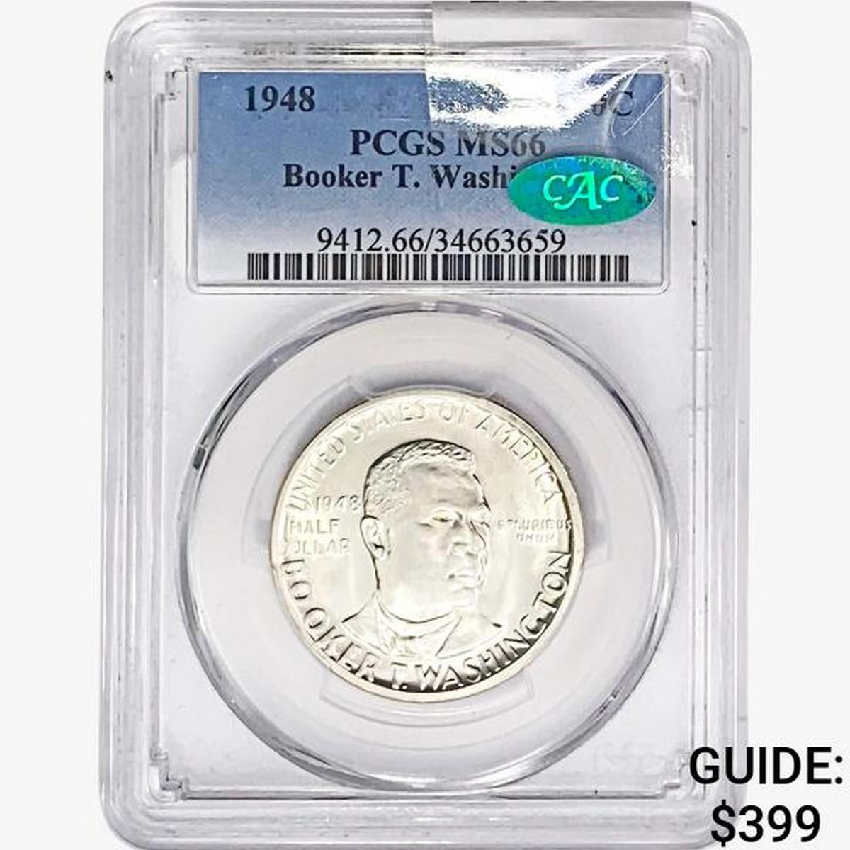 1948 CAC Booker T Half Dollar PCGS MS66