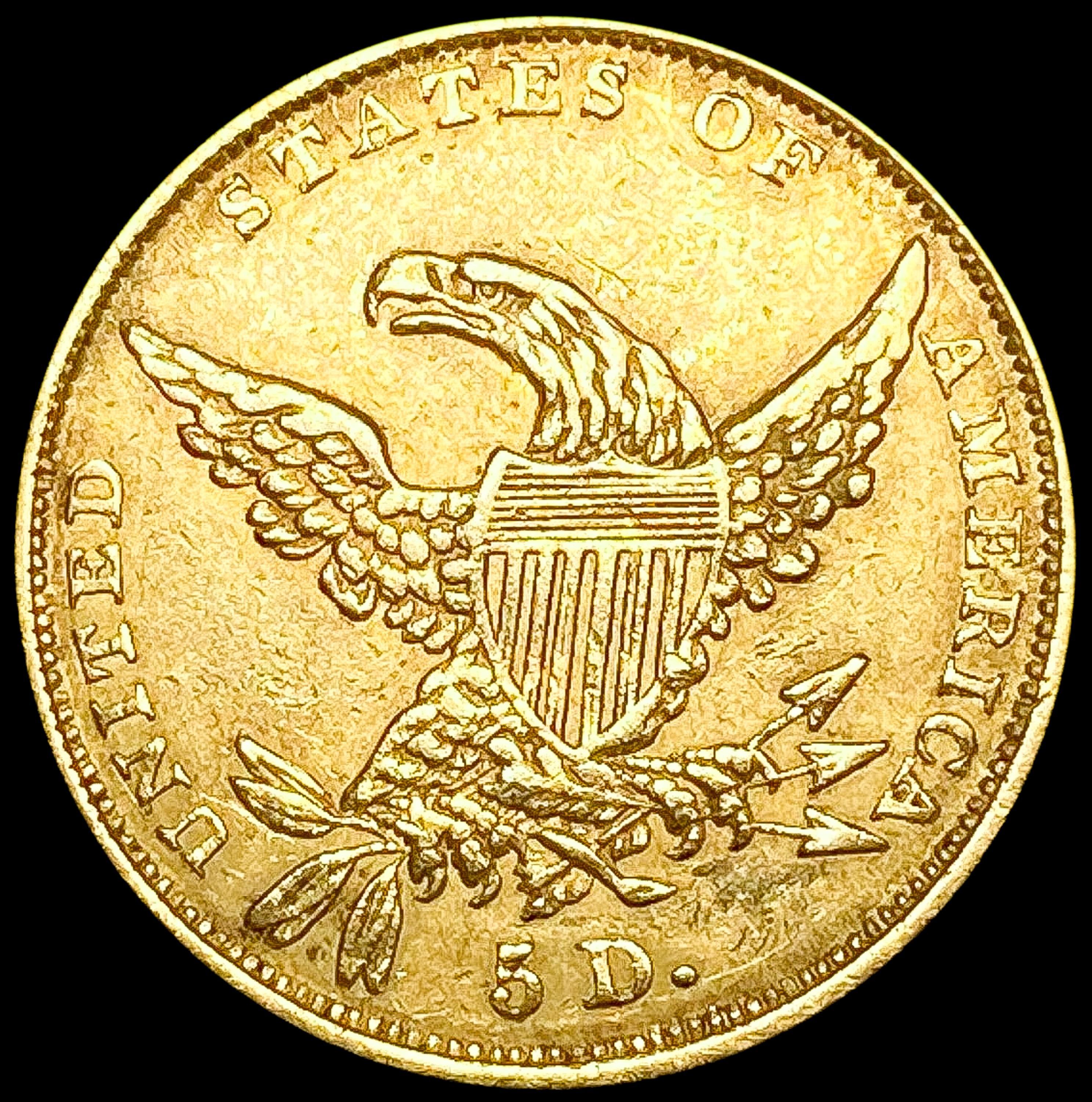 1834 Plain 4 $5 Gold Half Eagle NEARLY UNCIRCULATE