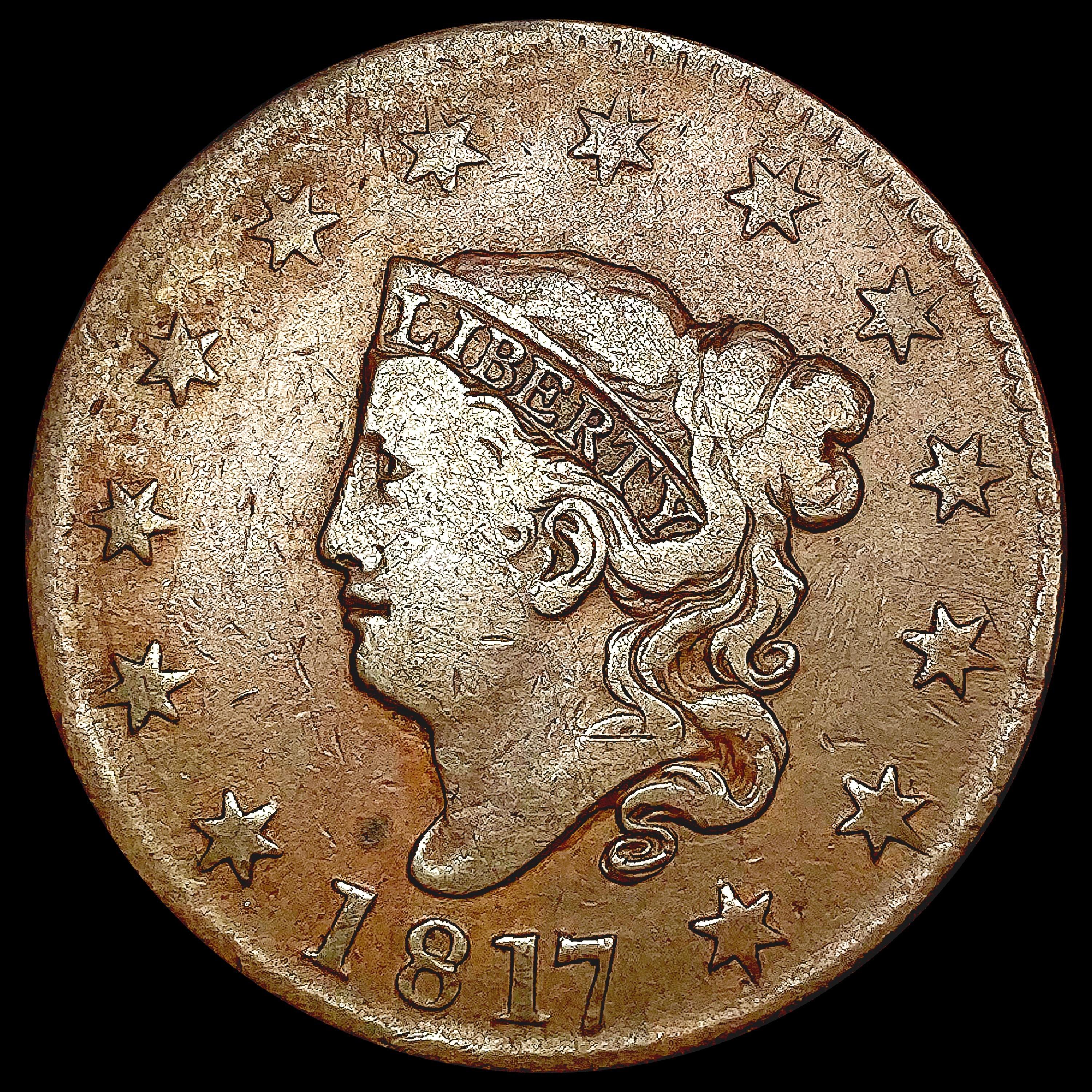 1817 13 Stars Coronet Head Large Cent NICELY CIRCU