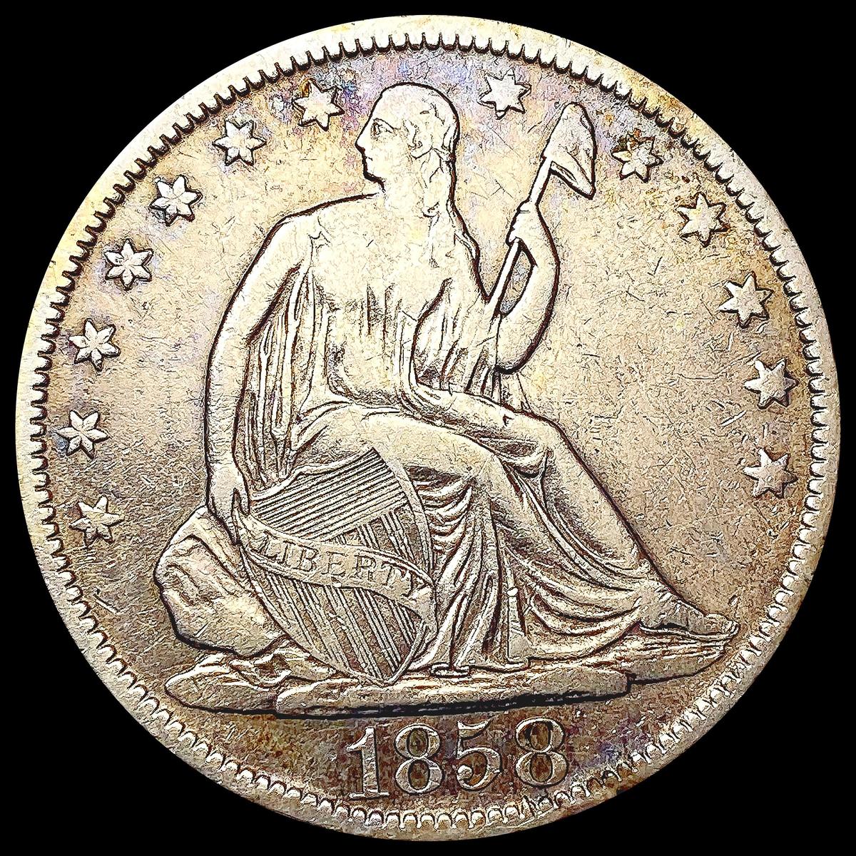 1858-O Seated Liberty Half Dollar NEARLY UNCIRCULA