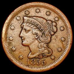 1855 Braided Hair Large Cent LIGHTLY CIRCULATED