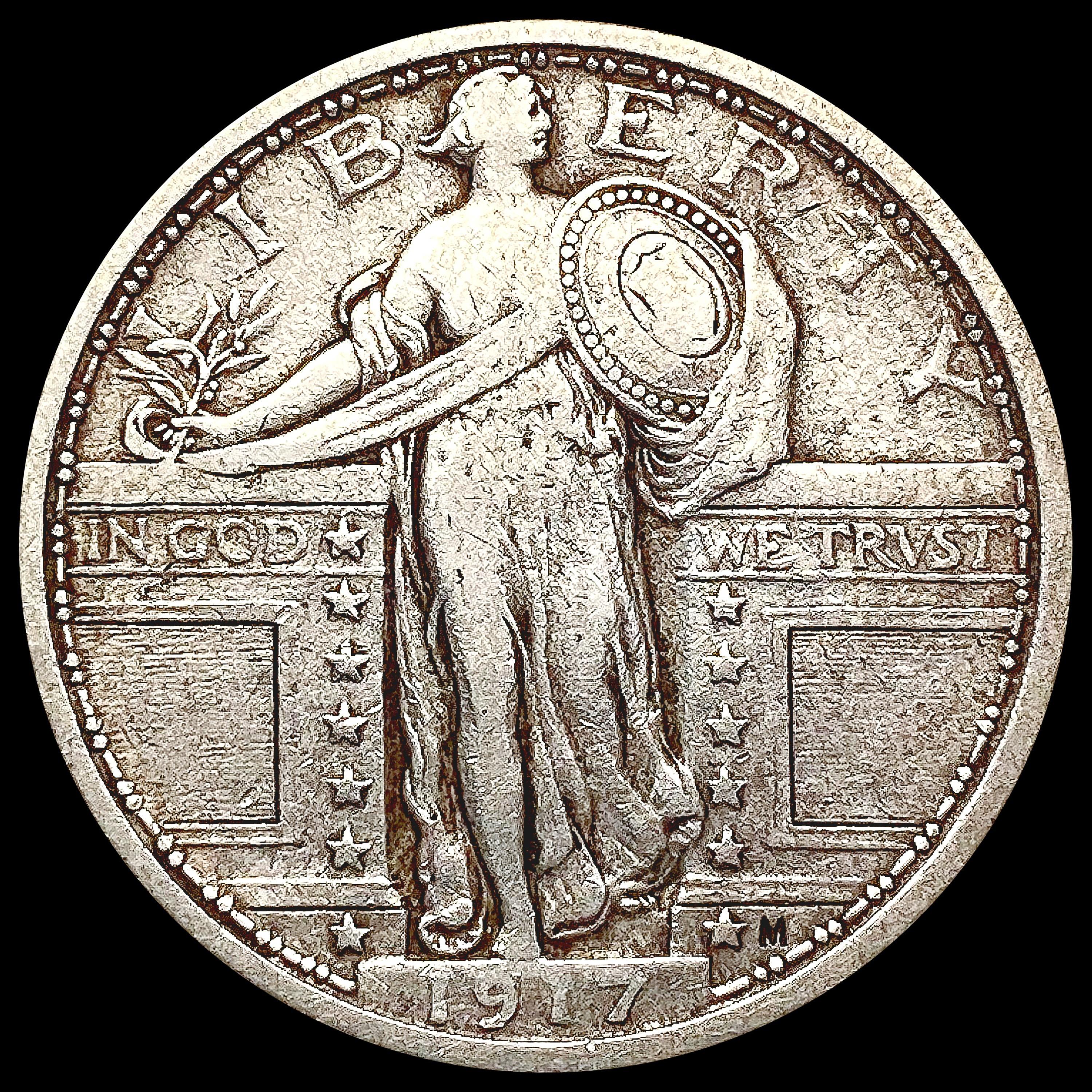 1917 T1 Standing Liberty Quarter LIGHTLY CIRCULATE