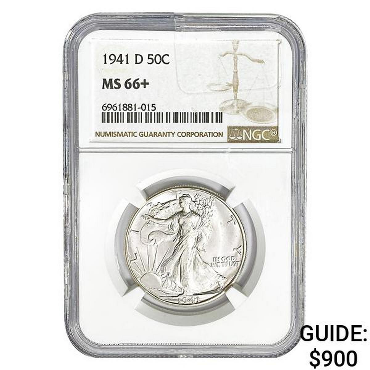 1941-D Walking Liberty Half Dollar NGC MS66+