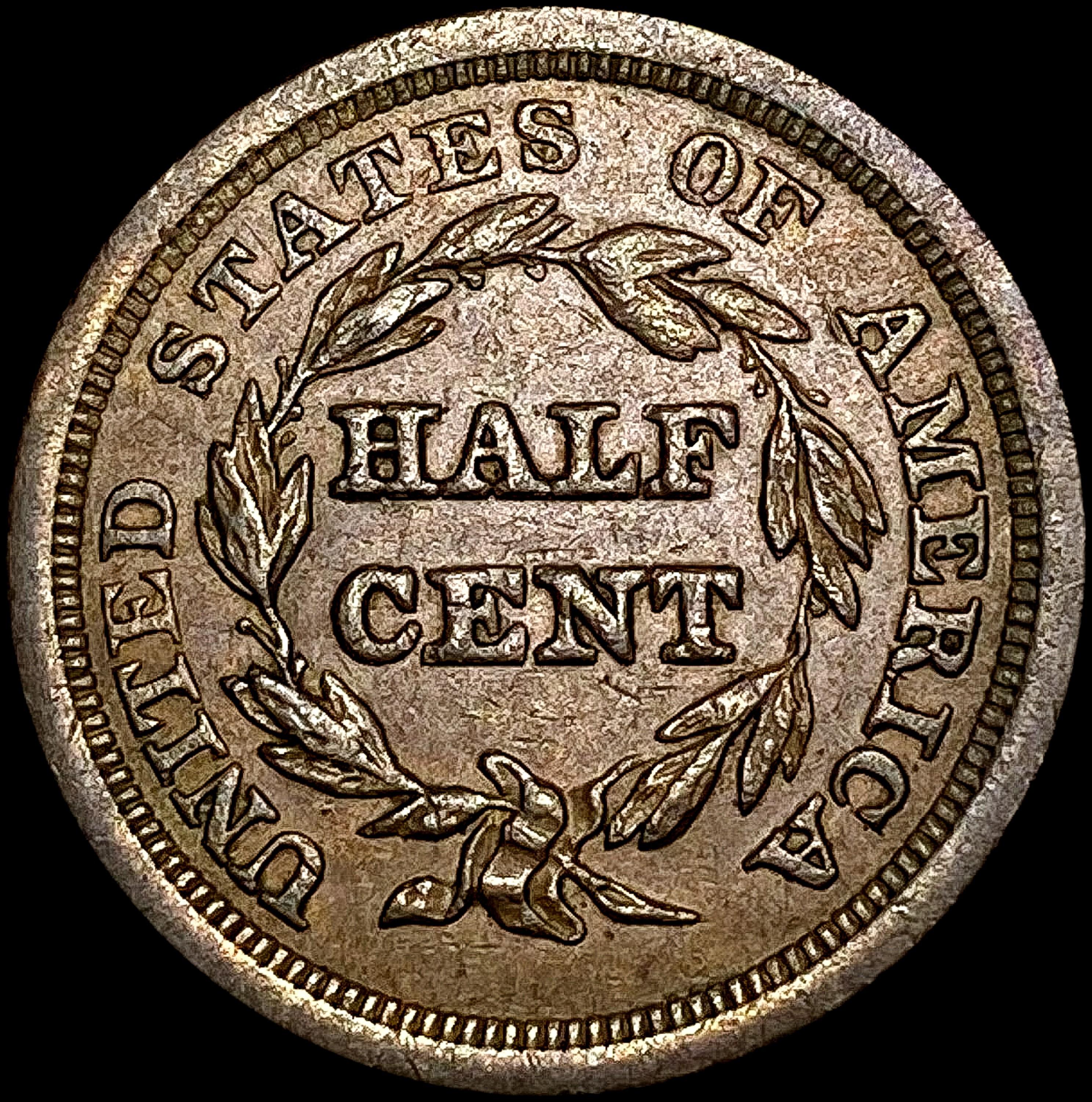 1851 Braided Hair Half Cent NEARLY UNCIRCULATED