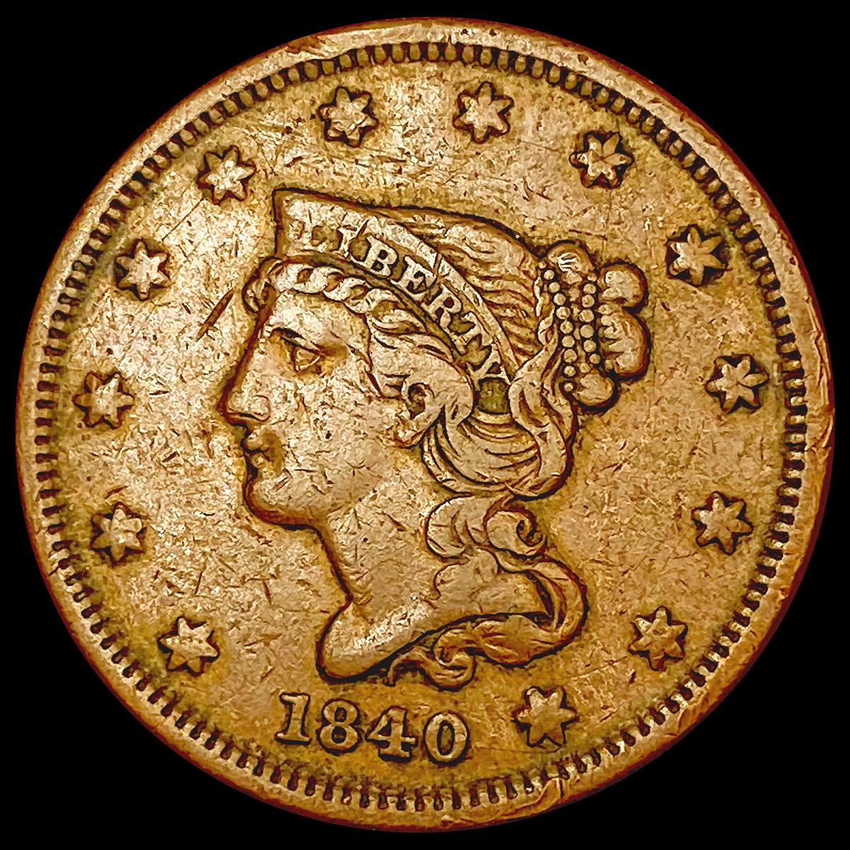 1840 Braided Hair Large Cent CLOSELY UNCIRCULATED