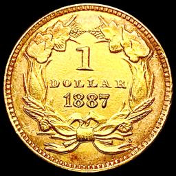 1887 Rare Gold Dollar CLOSELY UNCIRCULATED