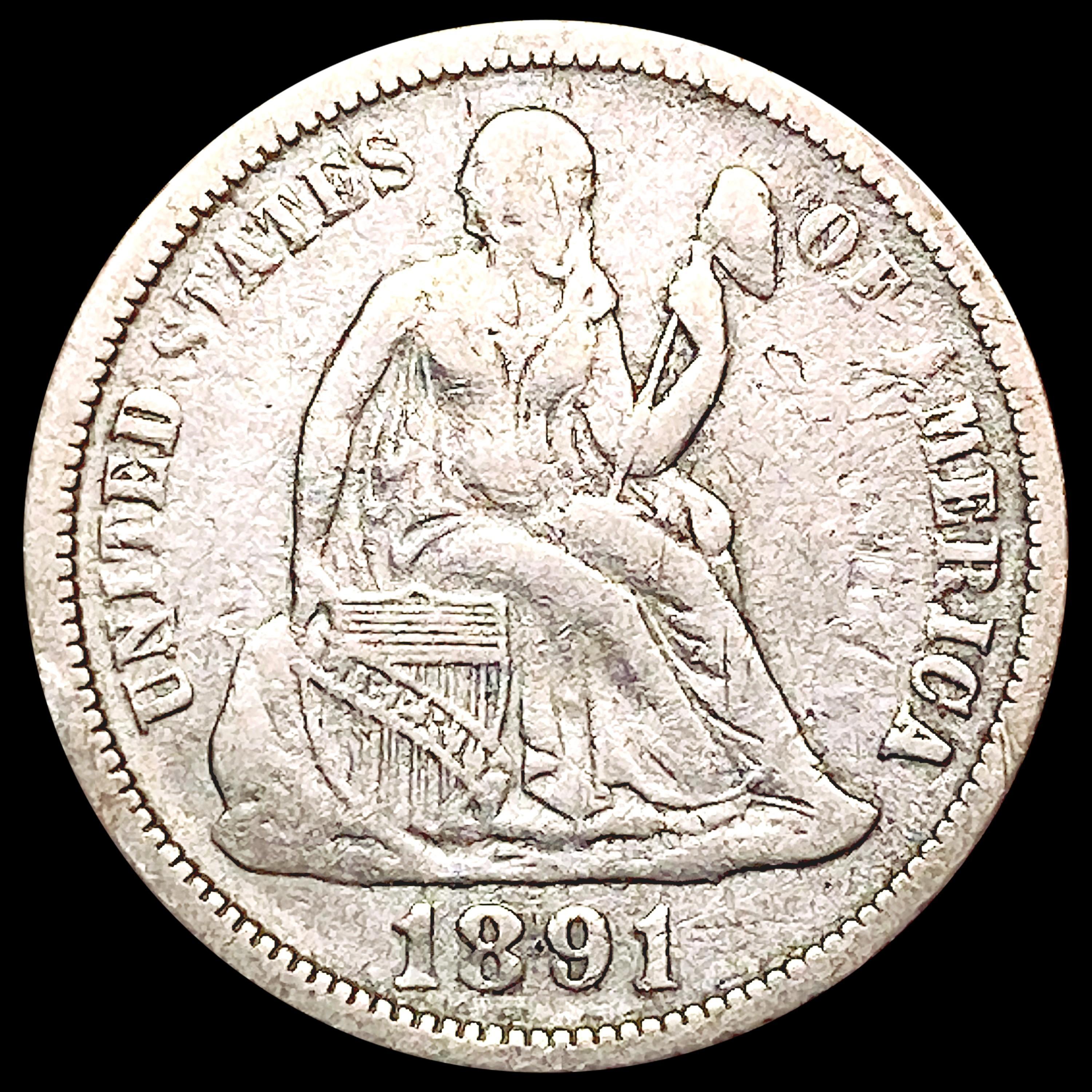 1891-O Seated Liberty Dime LIGHTLY CIRCULATED