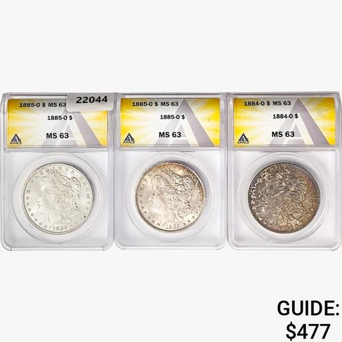 1884-1885-O [3] Morgan Silver Dollar ANACS MS63