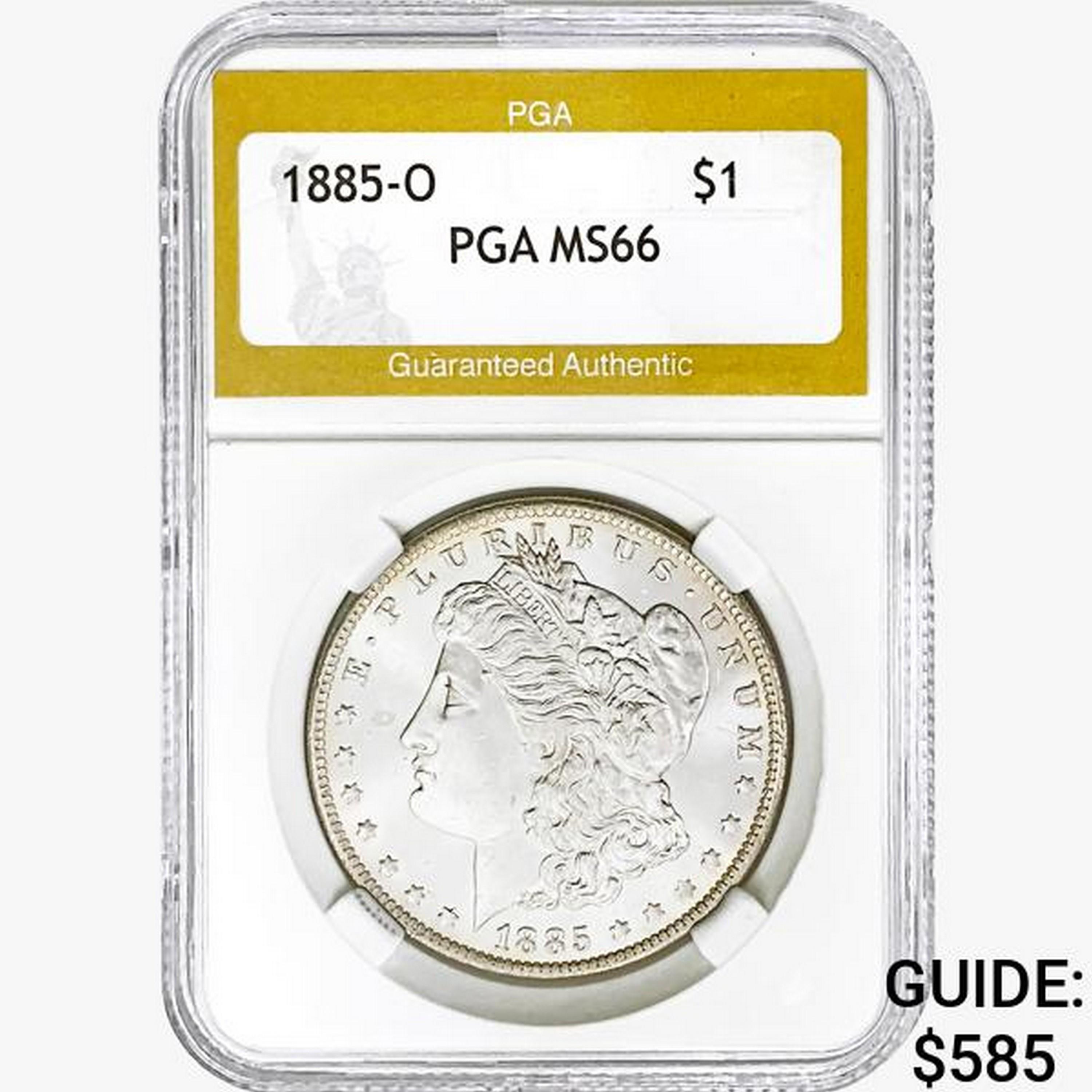 1885-O Morgan Silver Dollar PGA MS66