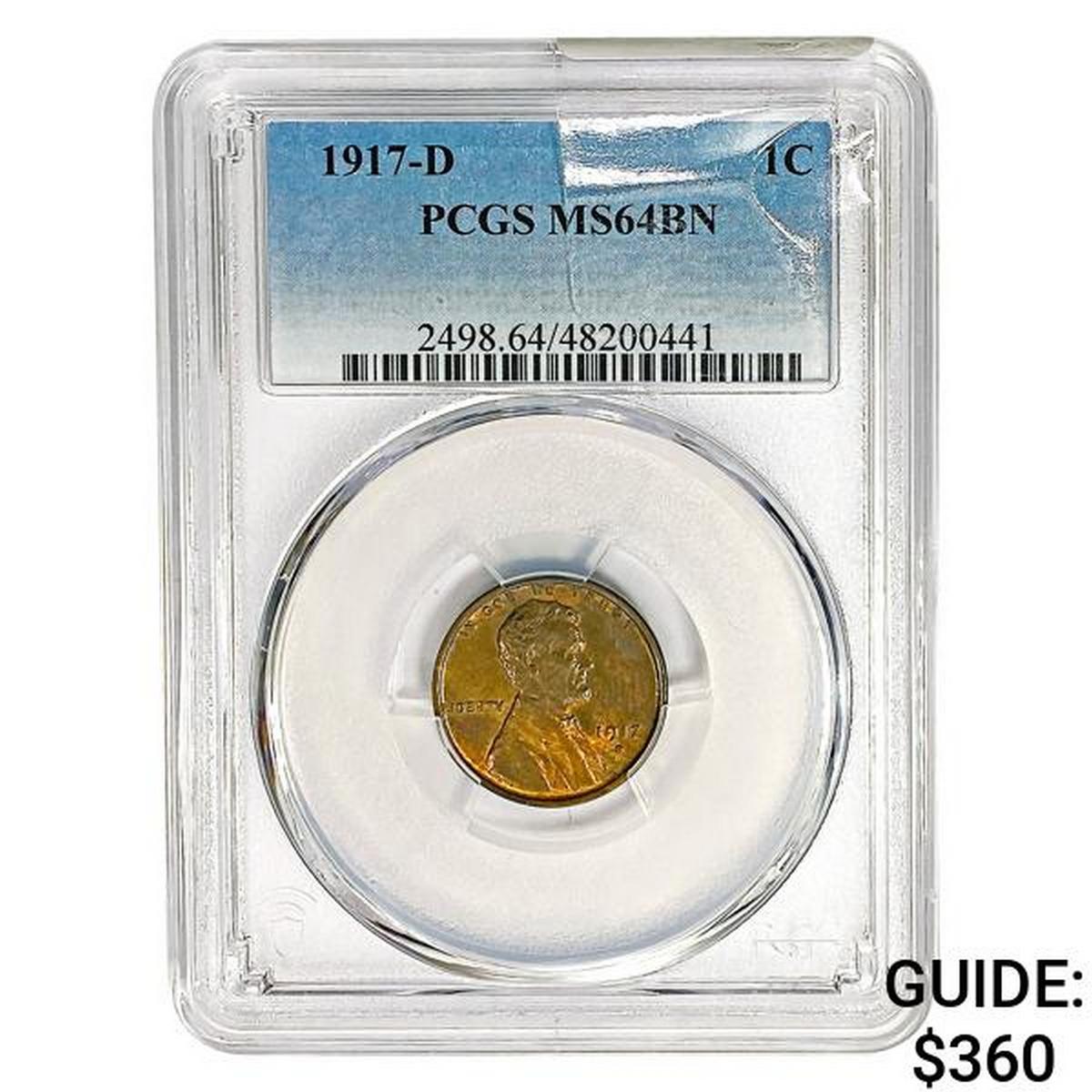 1917-D Wheat Cent PCGS MS64 BN