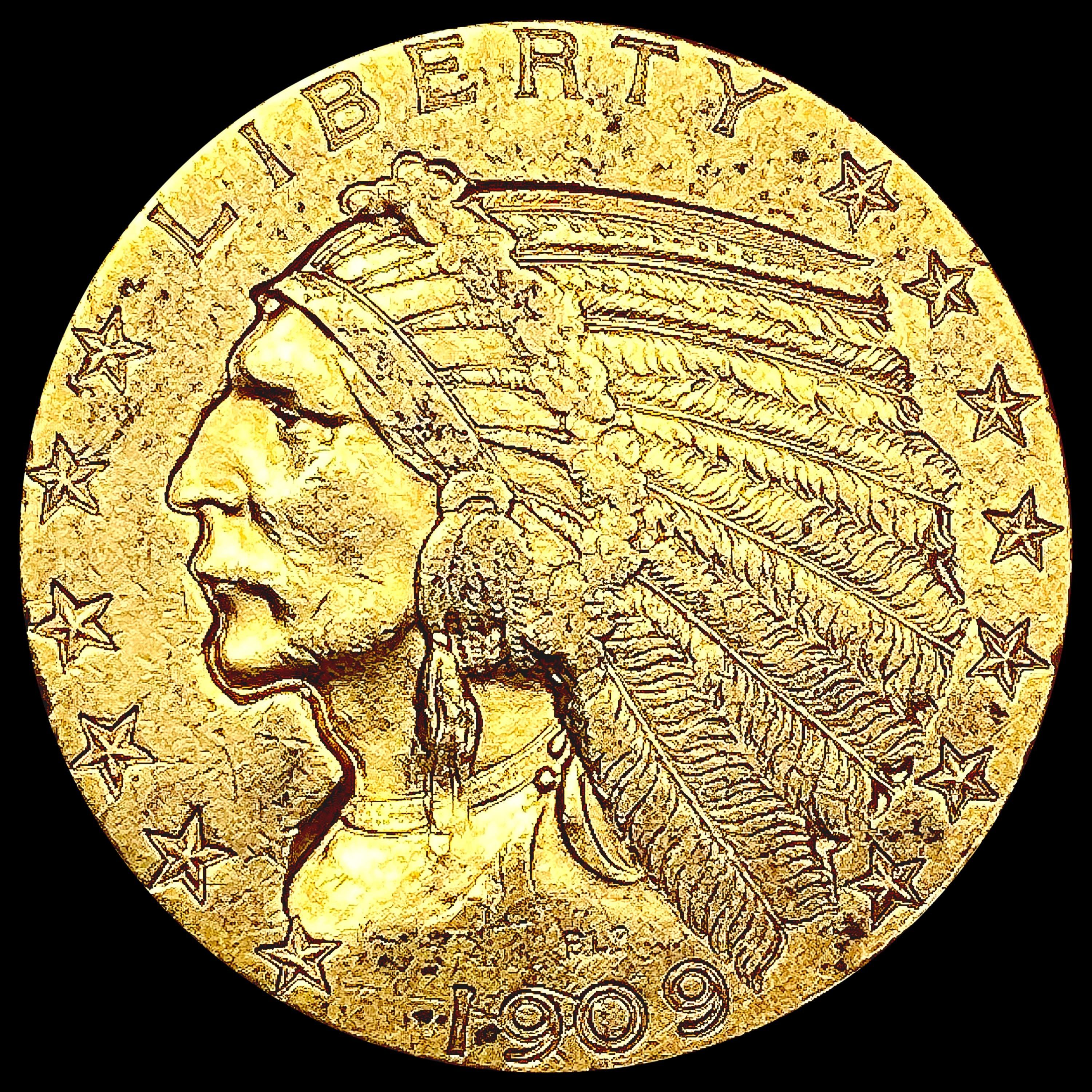 1909-D $5 Gold Half Eagle UNCIRCULATED