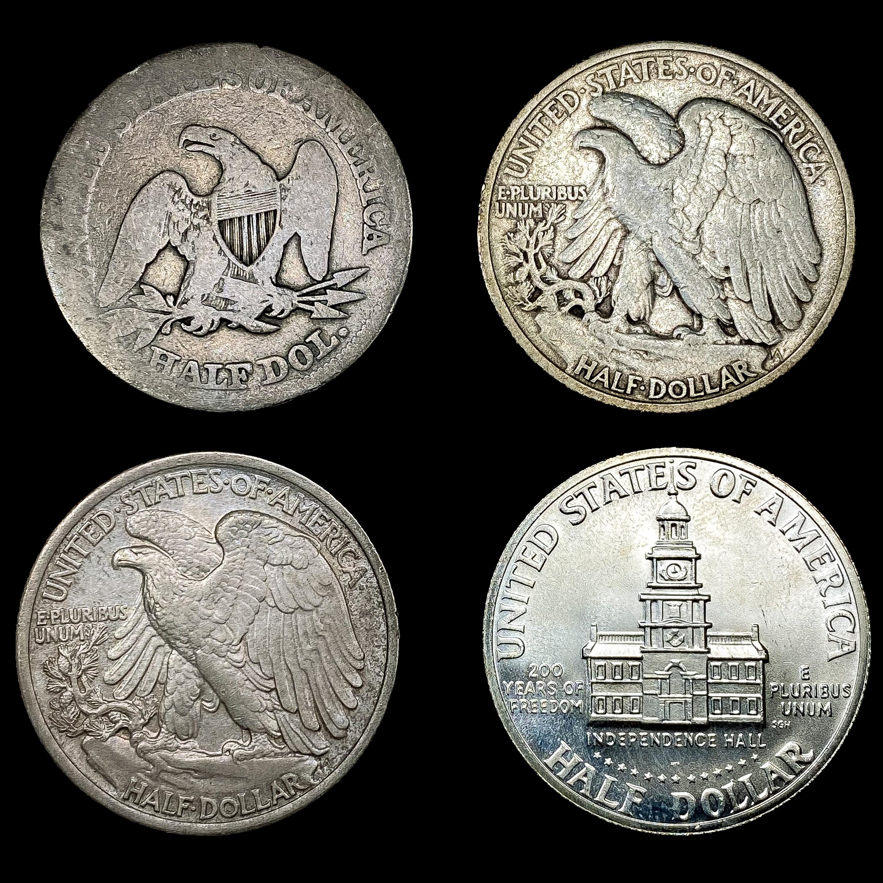 [4] Varied US Half Dollars (1858, 1934, 1935, 1976