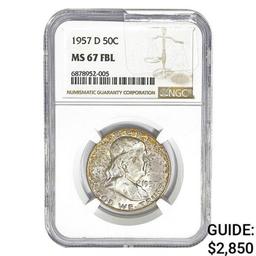 1957-D Franklin Half Dollar NGC MS67 FBL