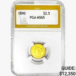 1890 $2.50 Gold Quarter Eagle PGA MS65