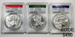 2020-P/S/W 3 Coin American Silver Eagle Set PCGS