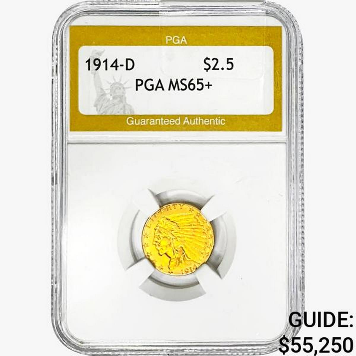 1914-D $2.50 Gold Quarter Eagle PGA MS65+