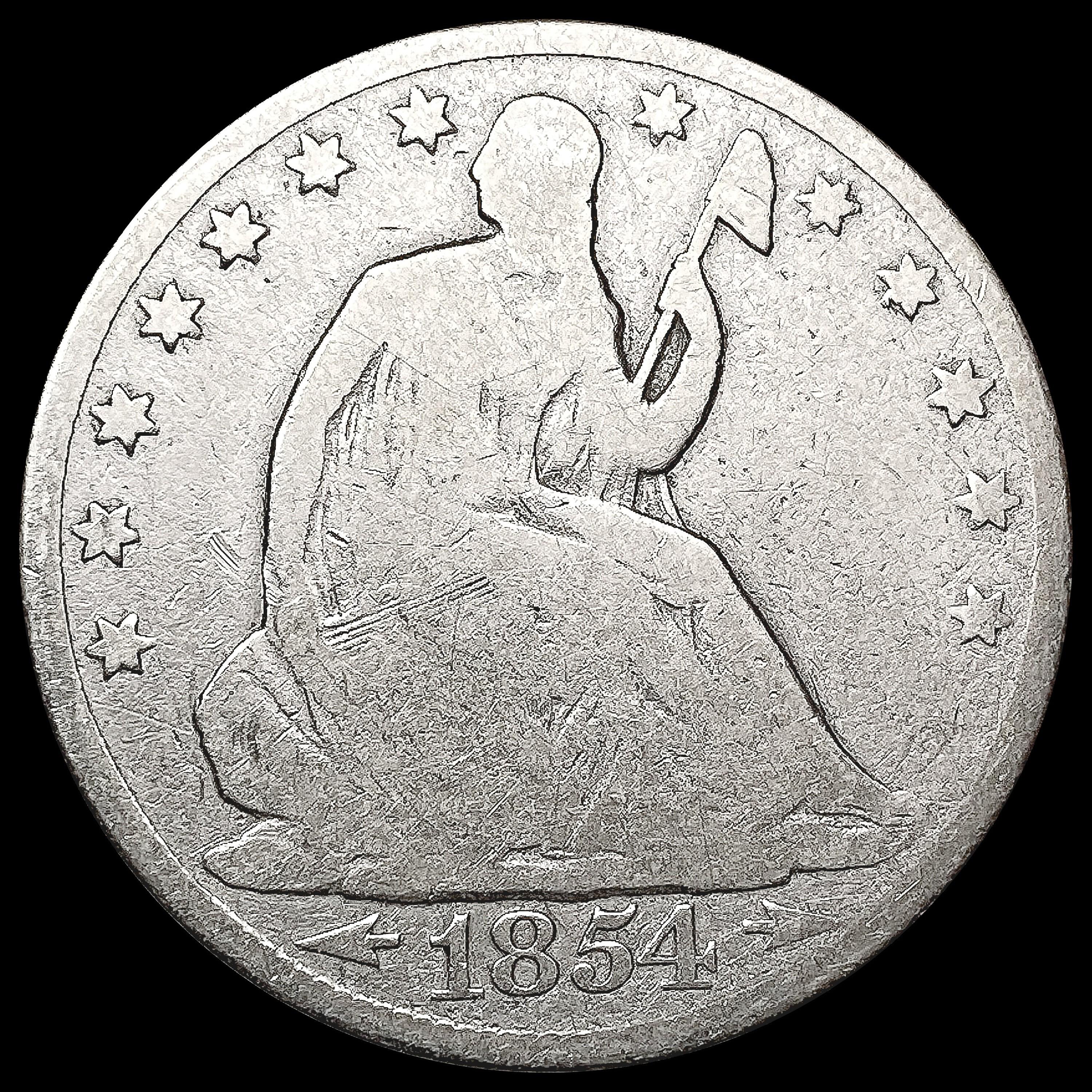 1854-O Arws Seated Liberty Half Dollar LIGHTLY CIR