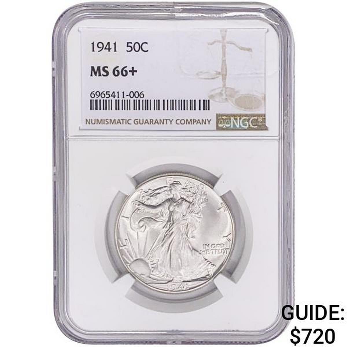 1941 Walking Liberty Half Dollar NGC MS66+