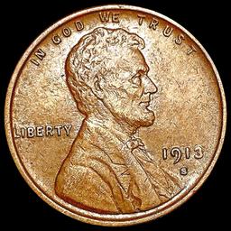 1913-S Wheat Cent CHOICE AU