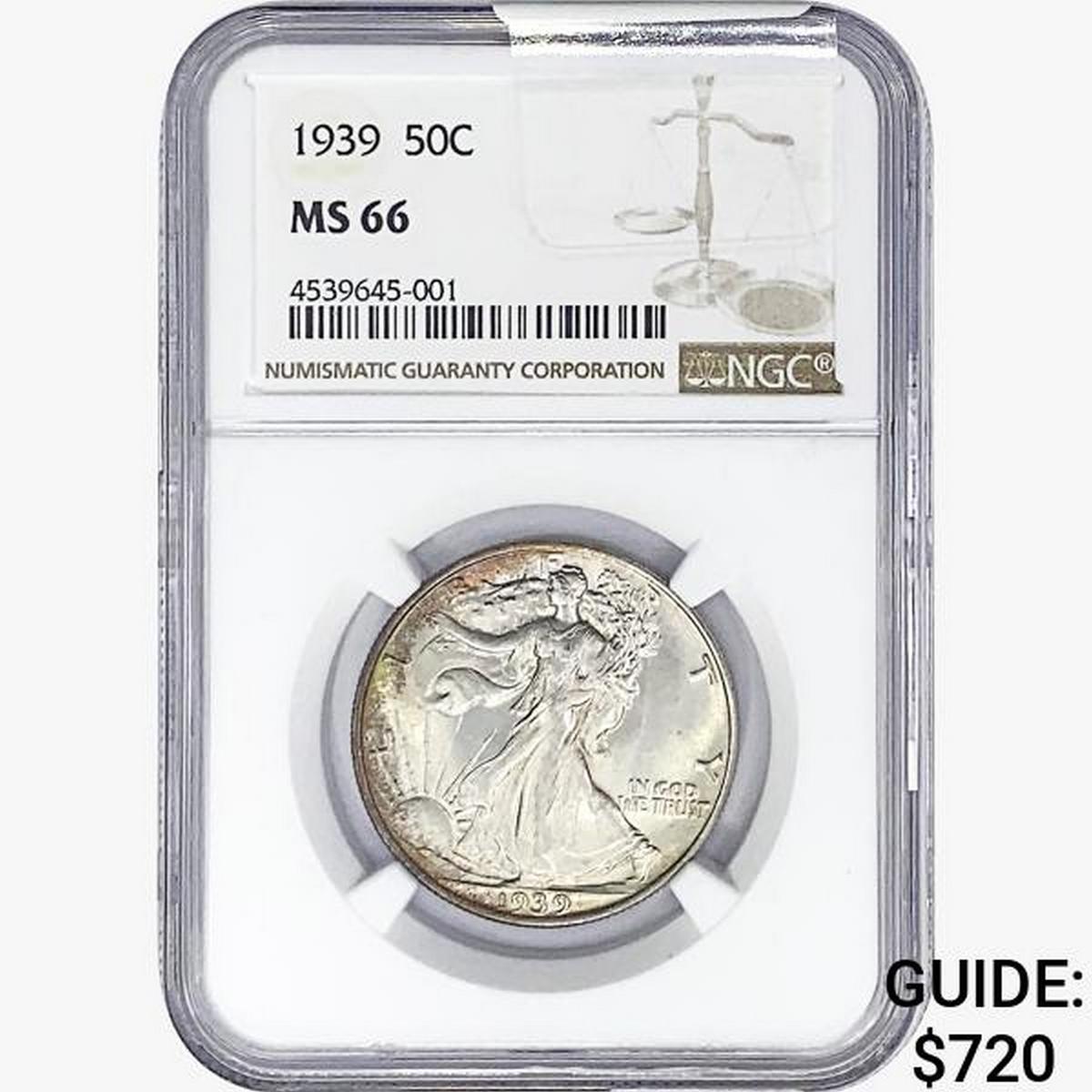 1939 Walking Liberty Half Dollar NGC MS66