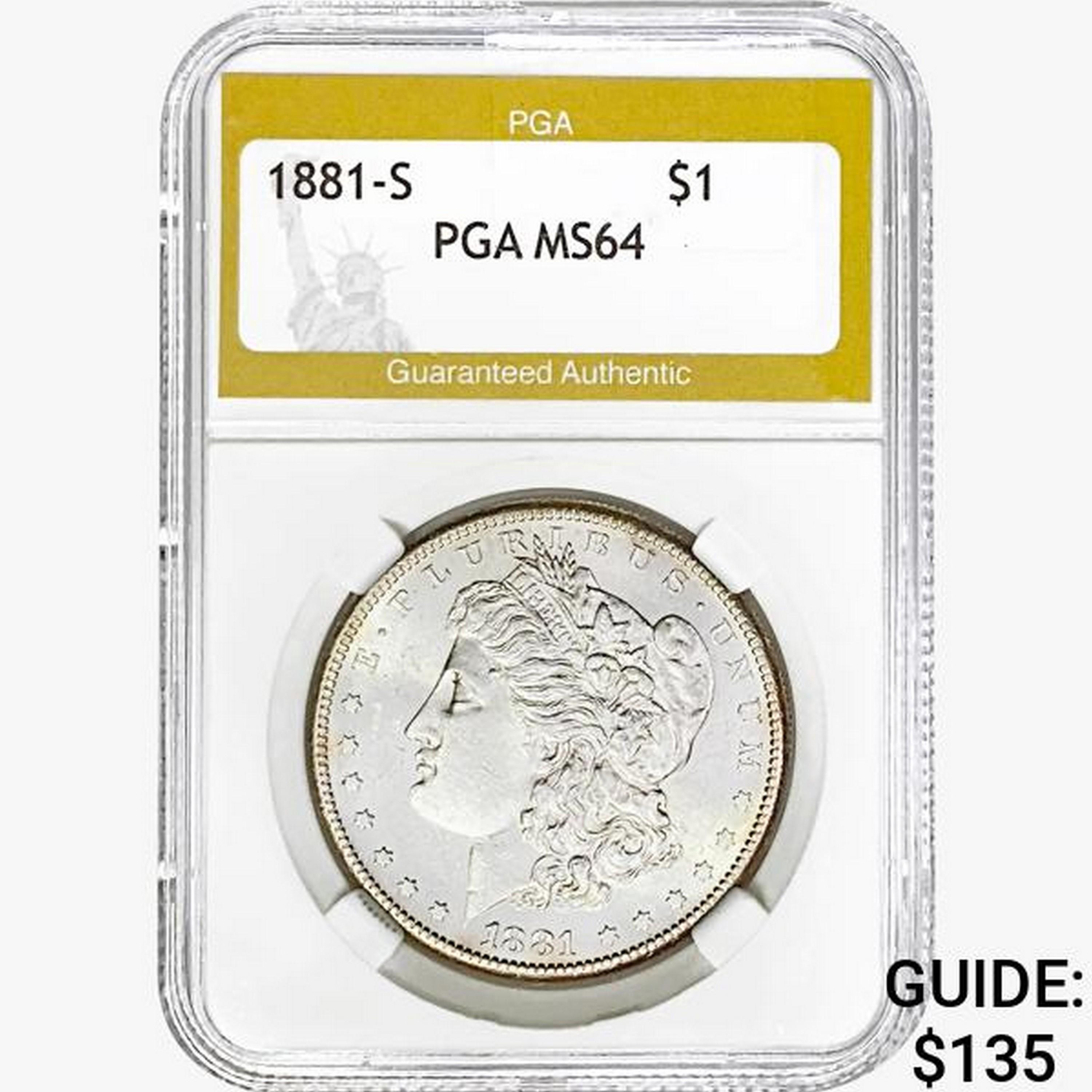 1881-S Morgan Silver Dollar PGA MS64