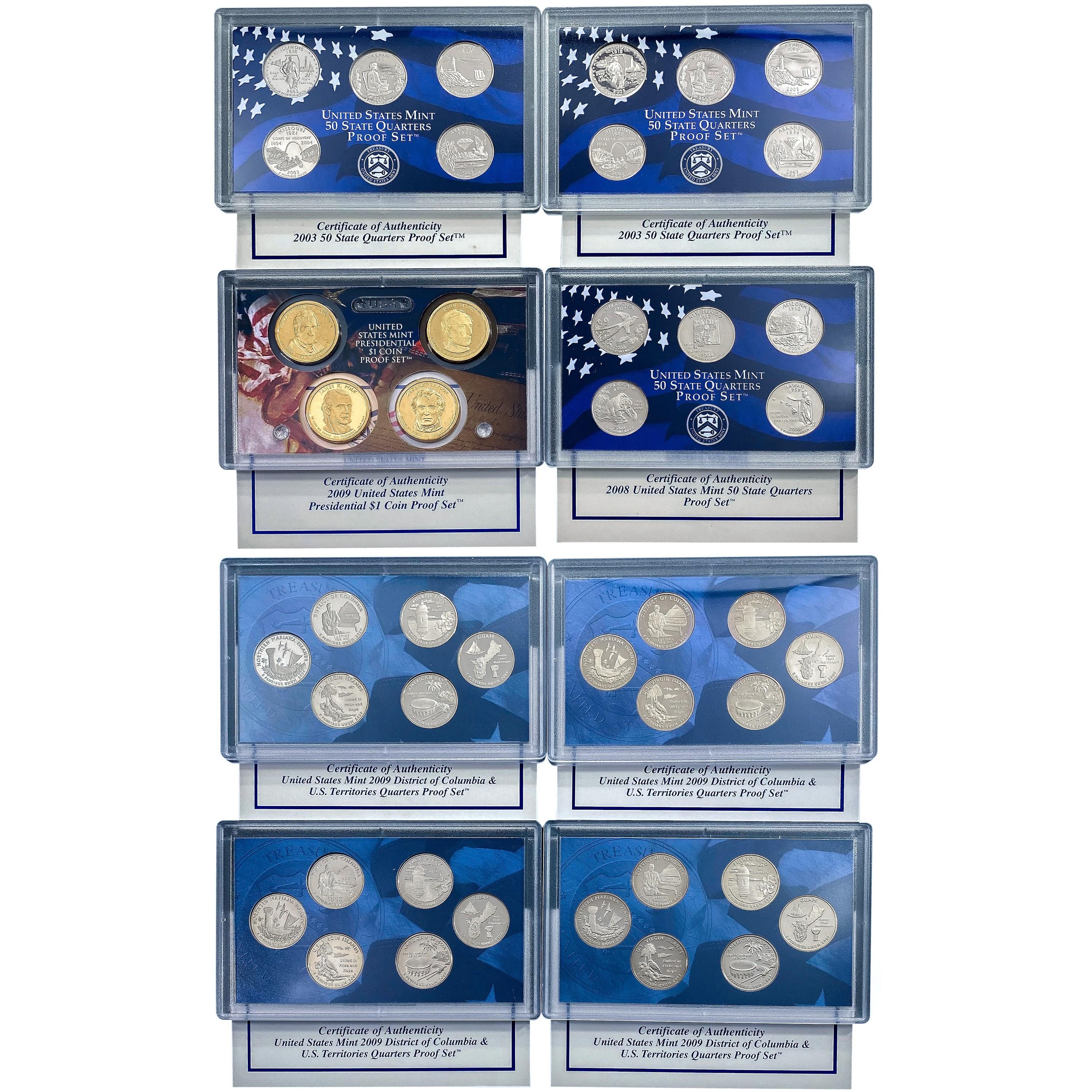 1999-2009 US Clad State Quarter Proof Sets [148 Co