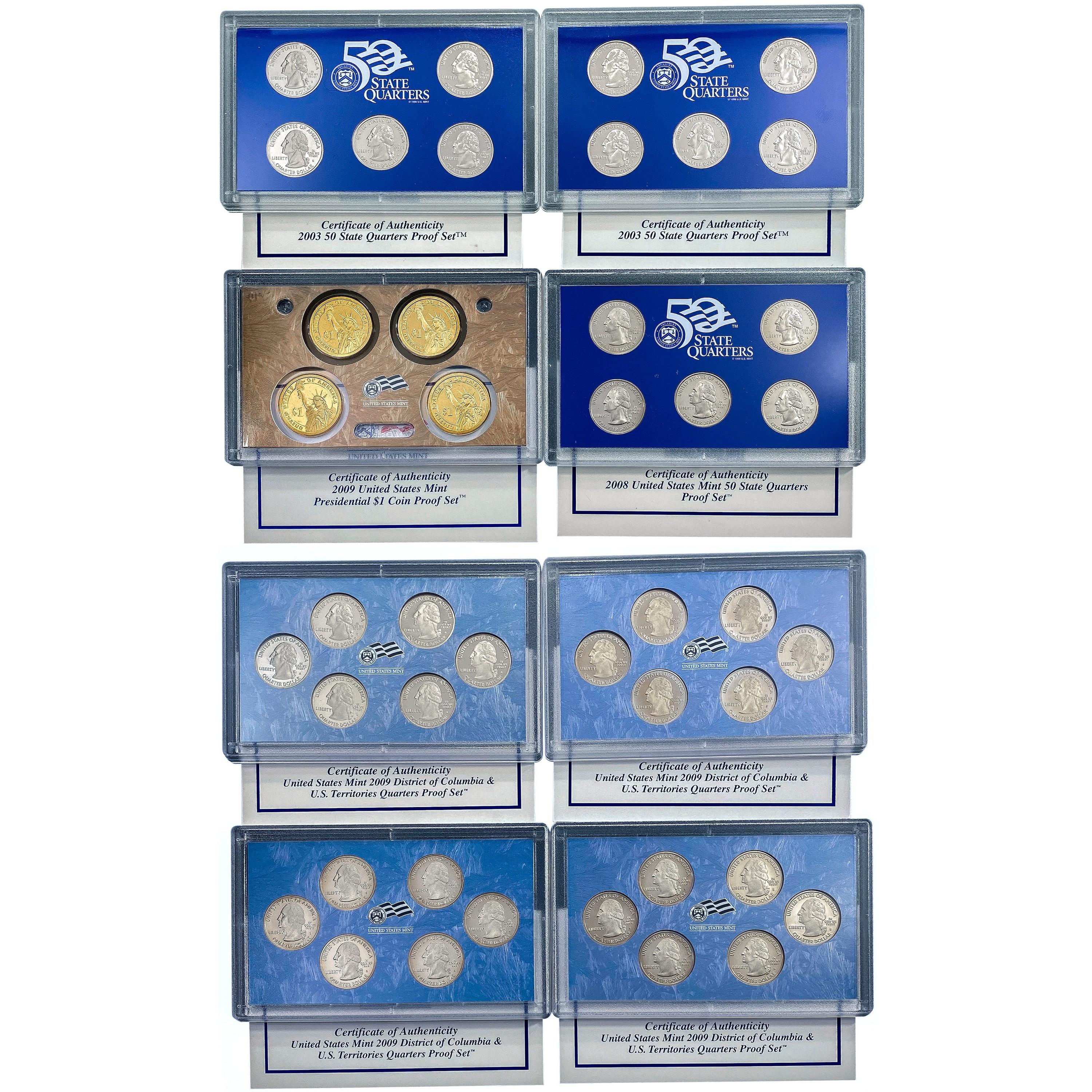 1999-2009 US Clad State Quarter Proof Sets [148 Co