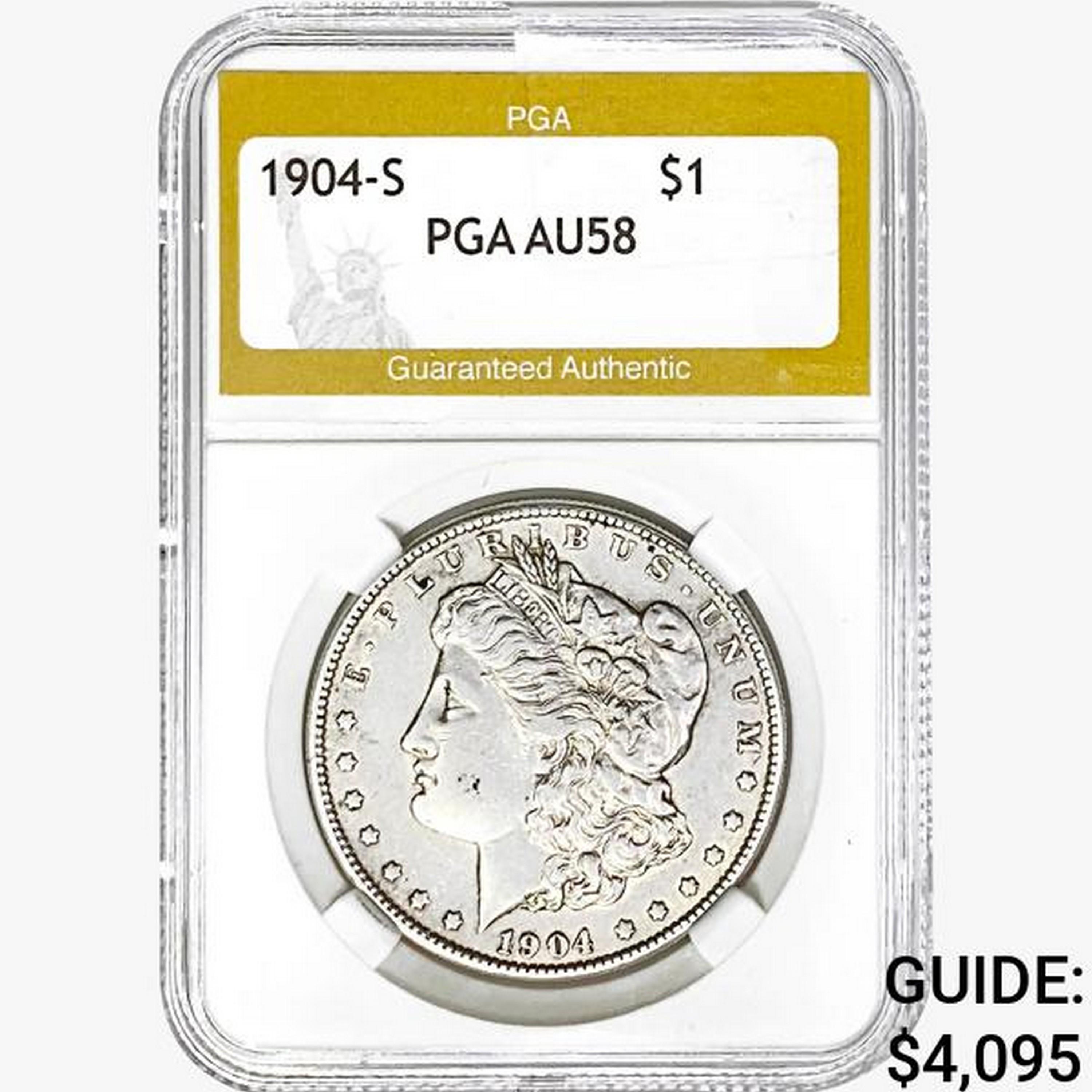 1904-S Morgan Silver Dollar PGA AU58