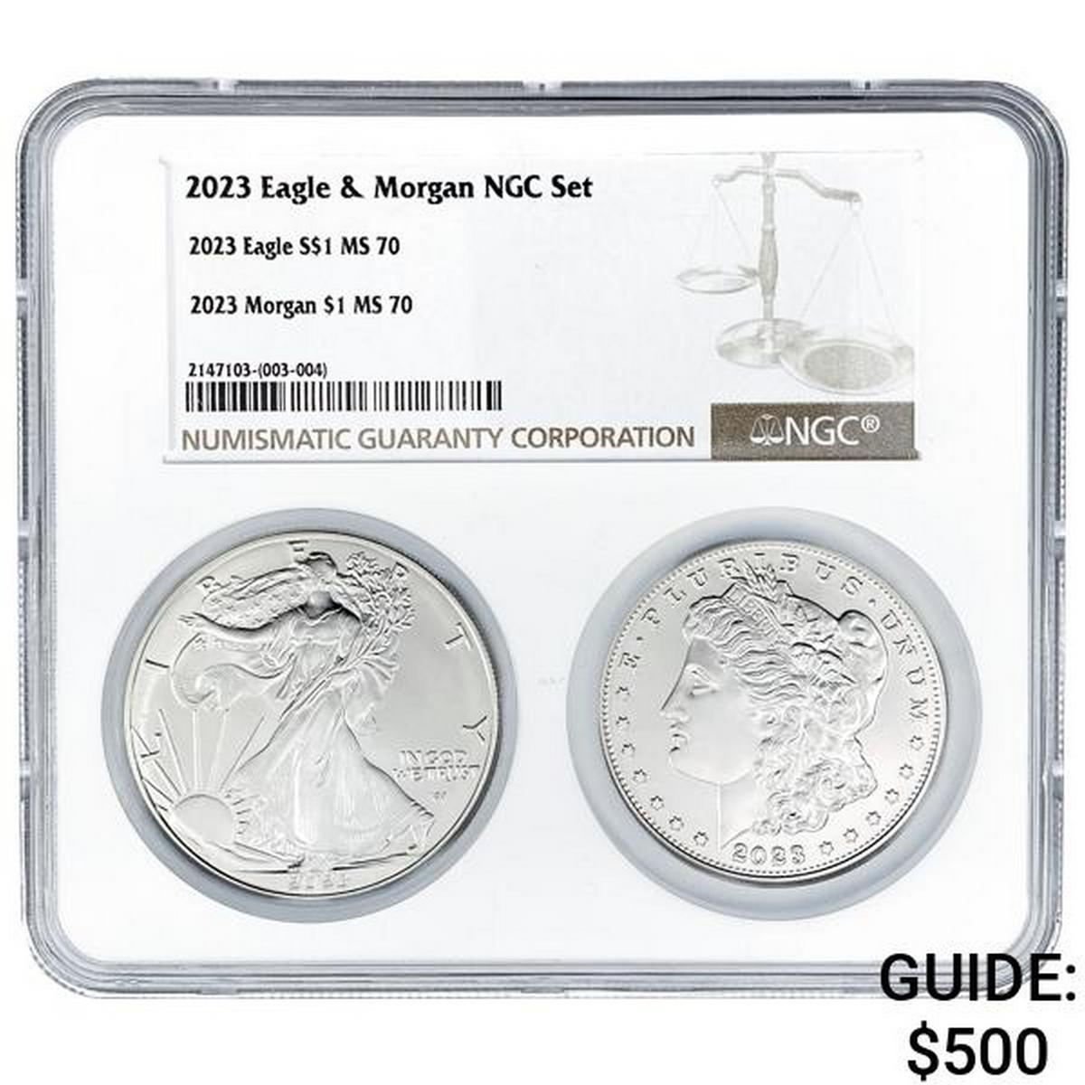 2023 Eagle & 2023 Morgan MS 70 2 Coin Set