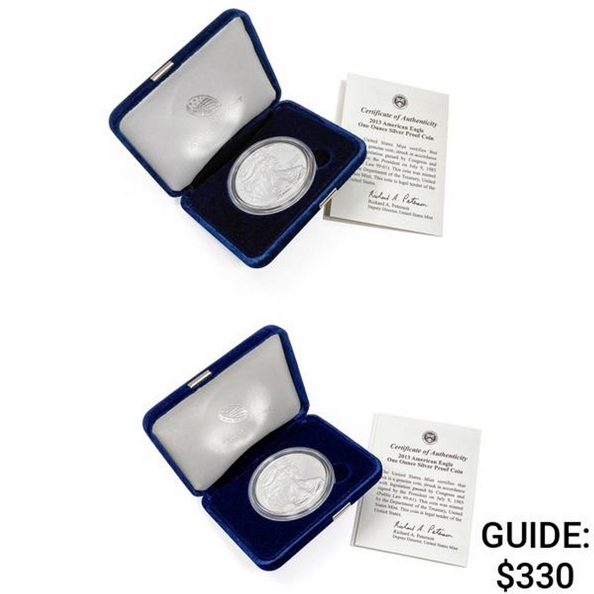 2013 US 1oz Silver Eagle Proof Coins [2 Coins]