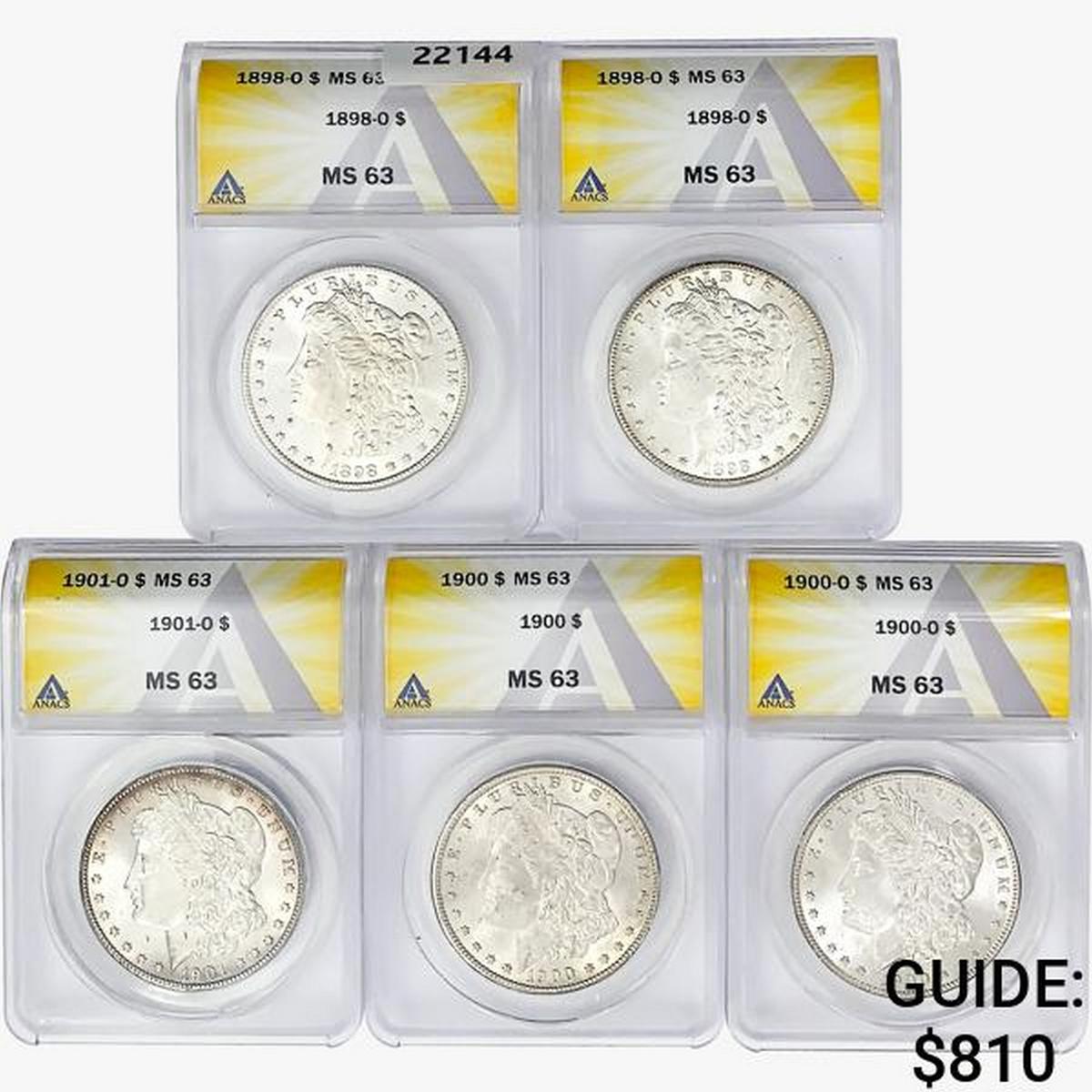 1898-1900 [5] Morgan Silver Dollar ANACS MS63