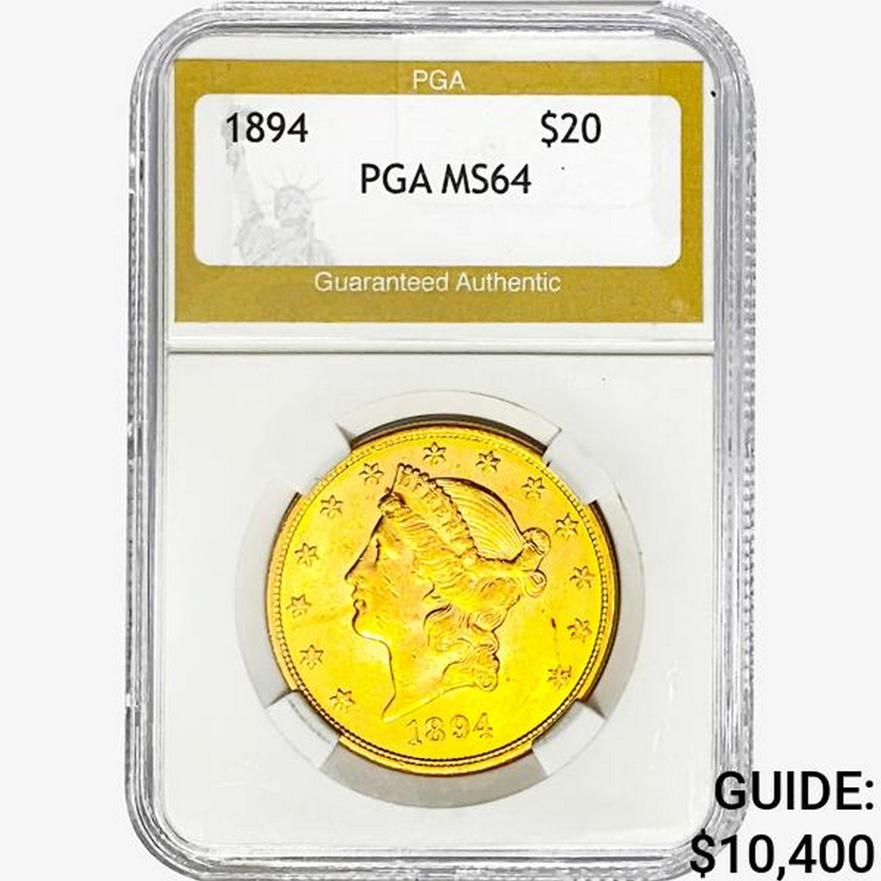 1894 $20 Gold Double Eagle PGA MS64