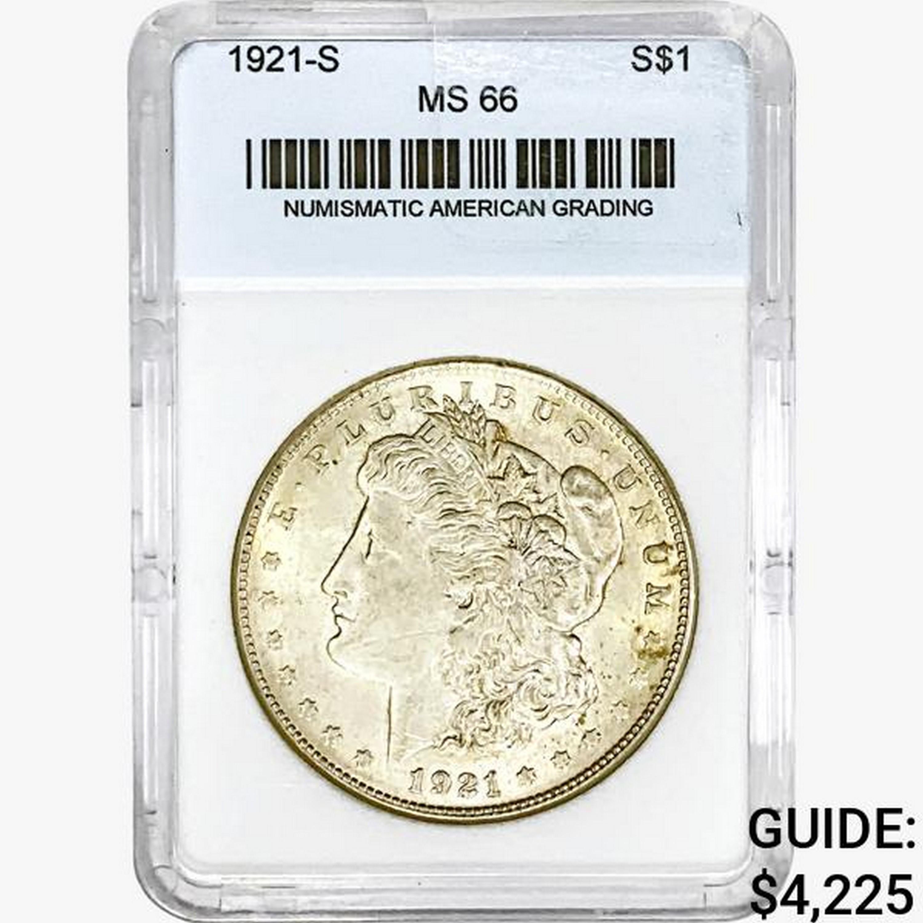 1921-S Morgan Silver Dollar NAG MS66