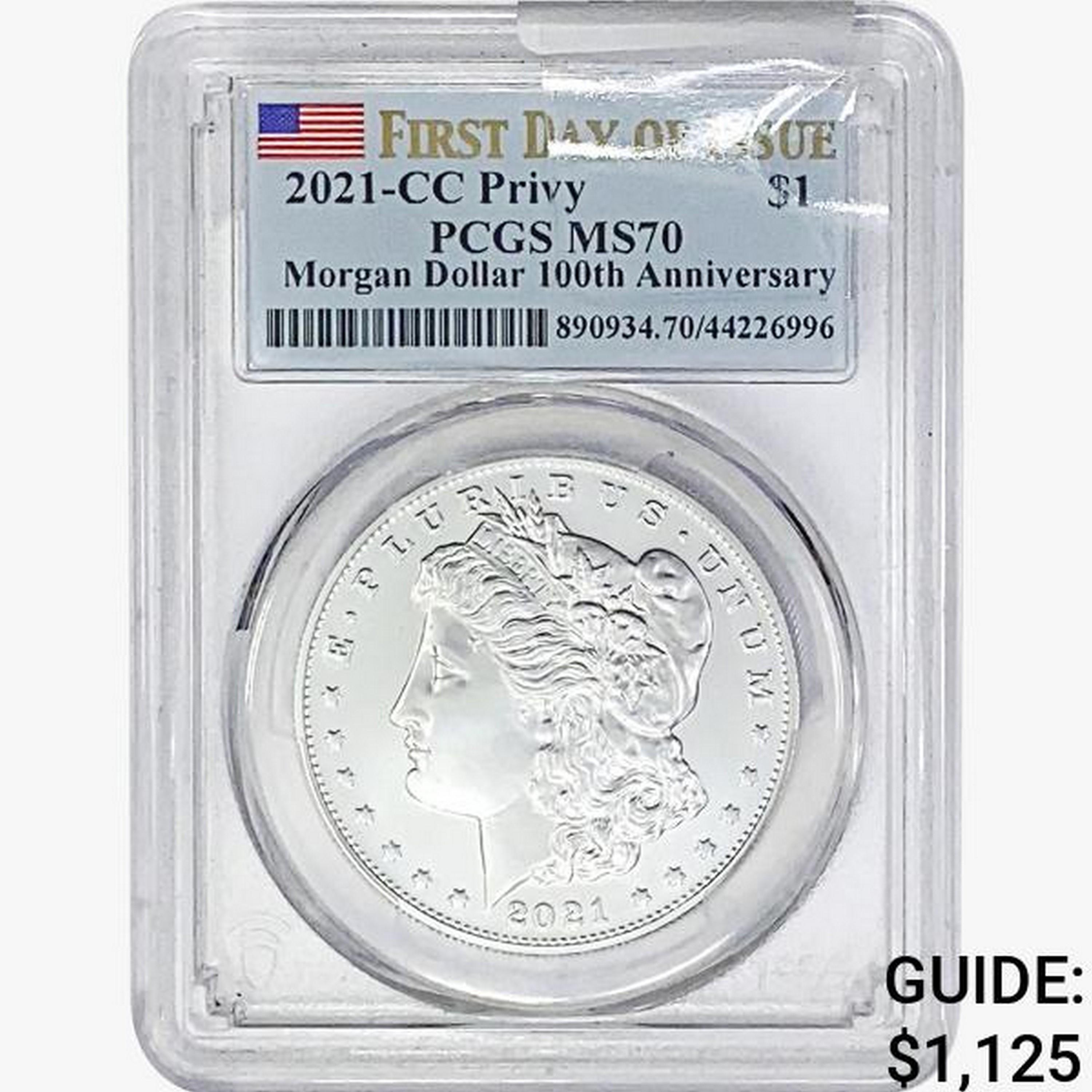 2021-CC Privy Morgan Silver Dollar PCGS MS70 100th