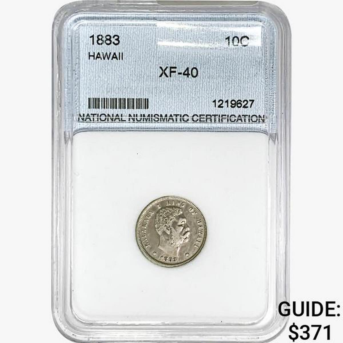 1883 Kingdom of Hawaii Dime NNC XF40