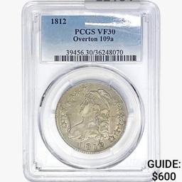 1812 Capped Bust Half Dollar PCGS VF30 Overton 109