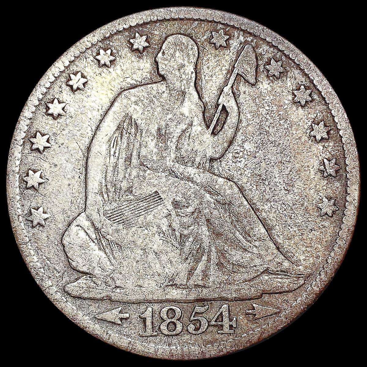 1854 Arws Seated Liberty Half Dollar LIGHTLY CIRCU