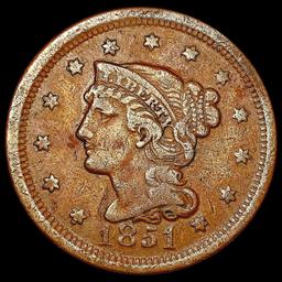 1851 Braided Hair Large Cent LIGHTLY CIRCULATED