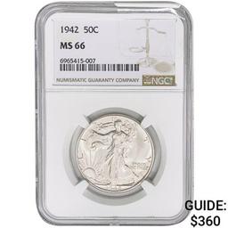 1942 Walking Liberty Half Dollar NGC MS66