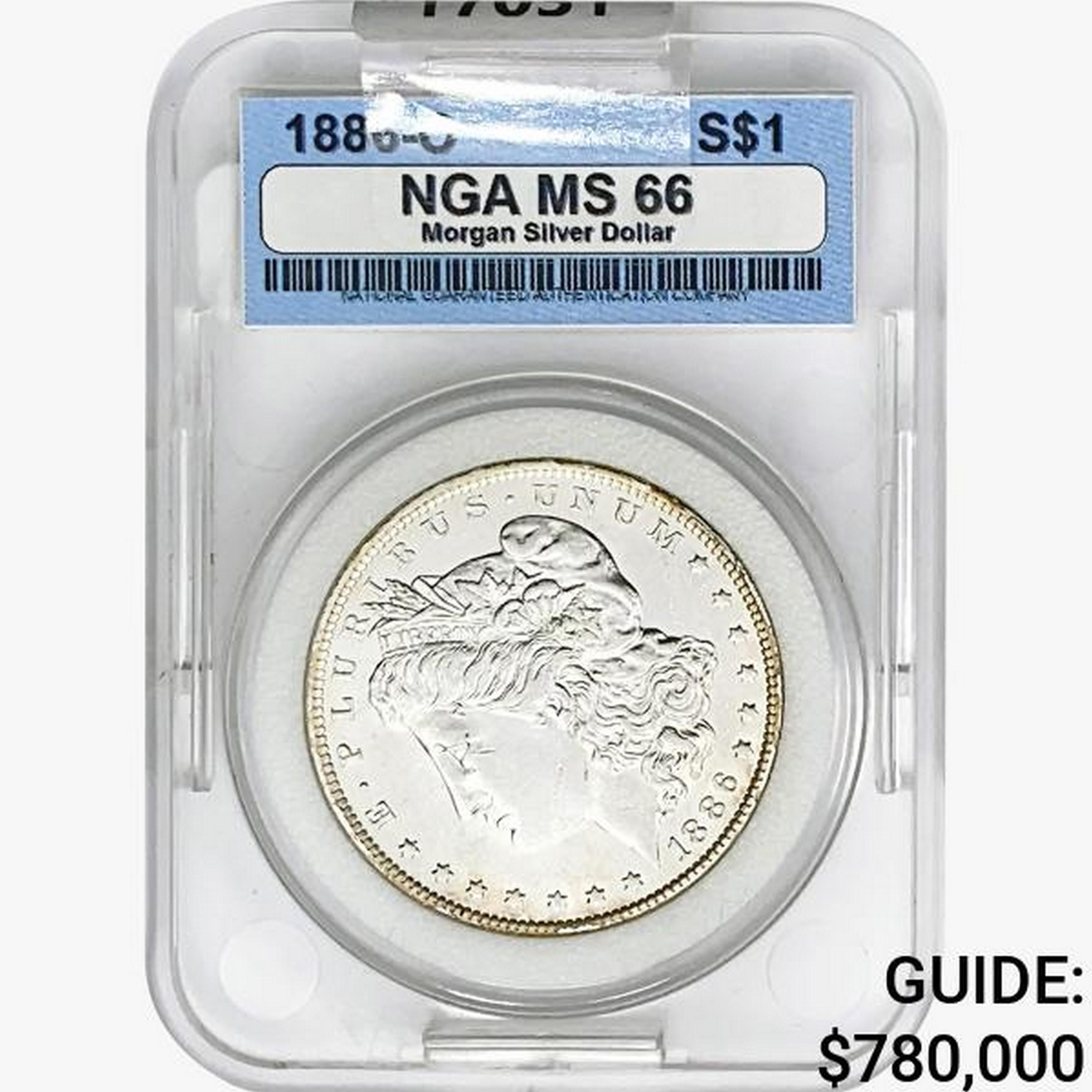 1886-O Morgan Silver Dollar NGA MS66