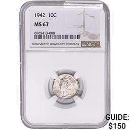 1942 Mercury Silver Dime NGC MS67