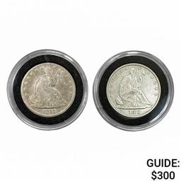 1857, 1873 Pair of Seated Liberty Half Dollars [2