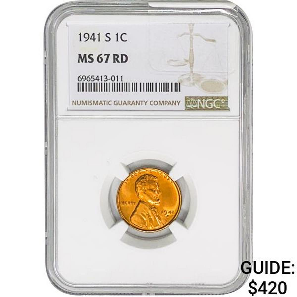 1941-S Wheat Cent NGC MS67 RD