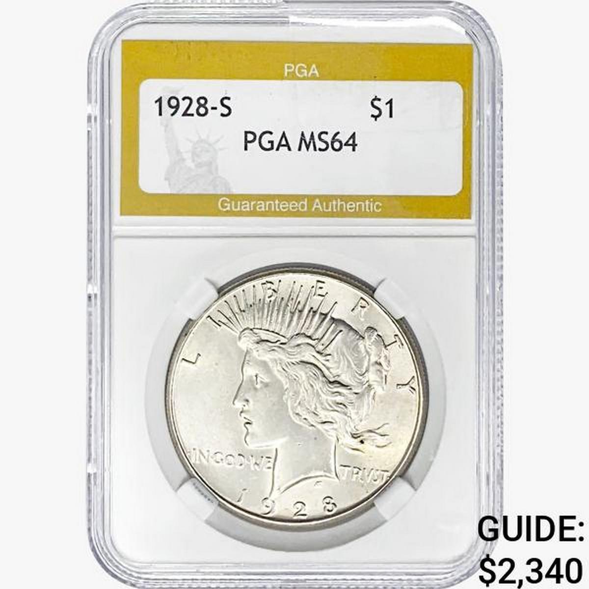 1928-S Silver Peace Dollar PGA MS64