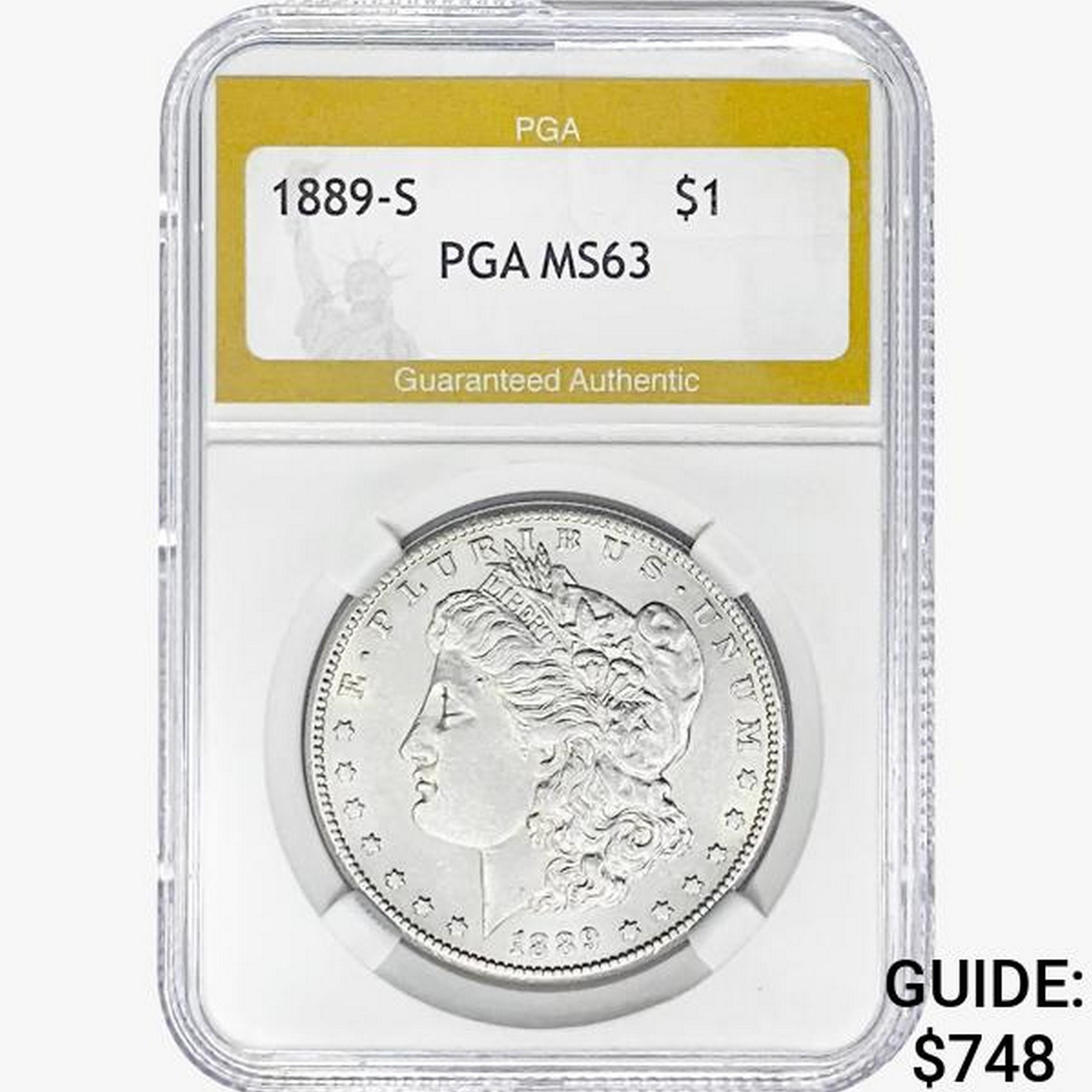 1889-S Morgan Silver Dollar PGA MS63