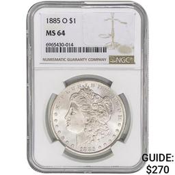 1885-O Morgan Silver Dollar NGC MS64