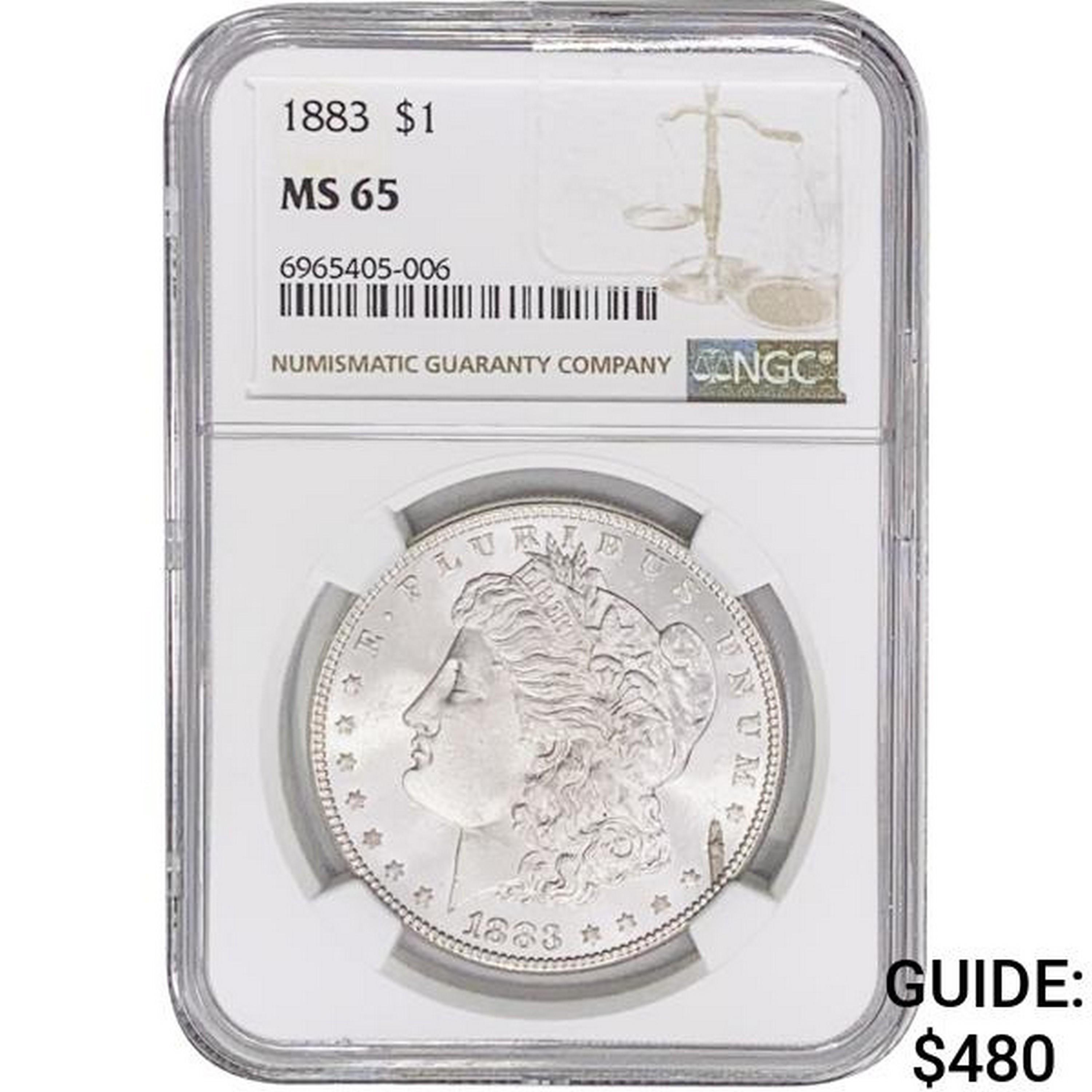 1883 Morgan Silver Dollar NGC MS65