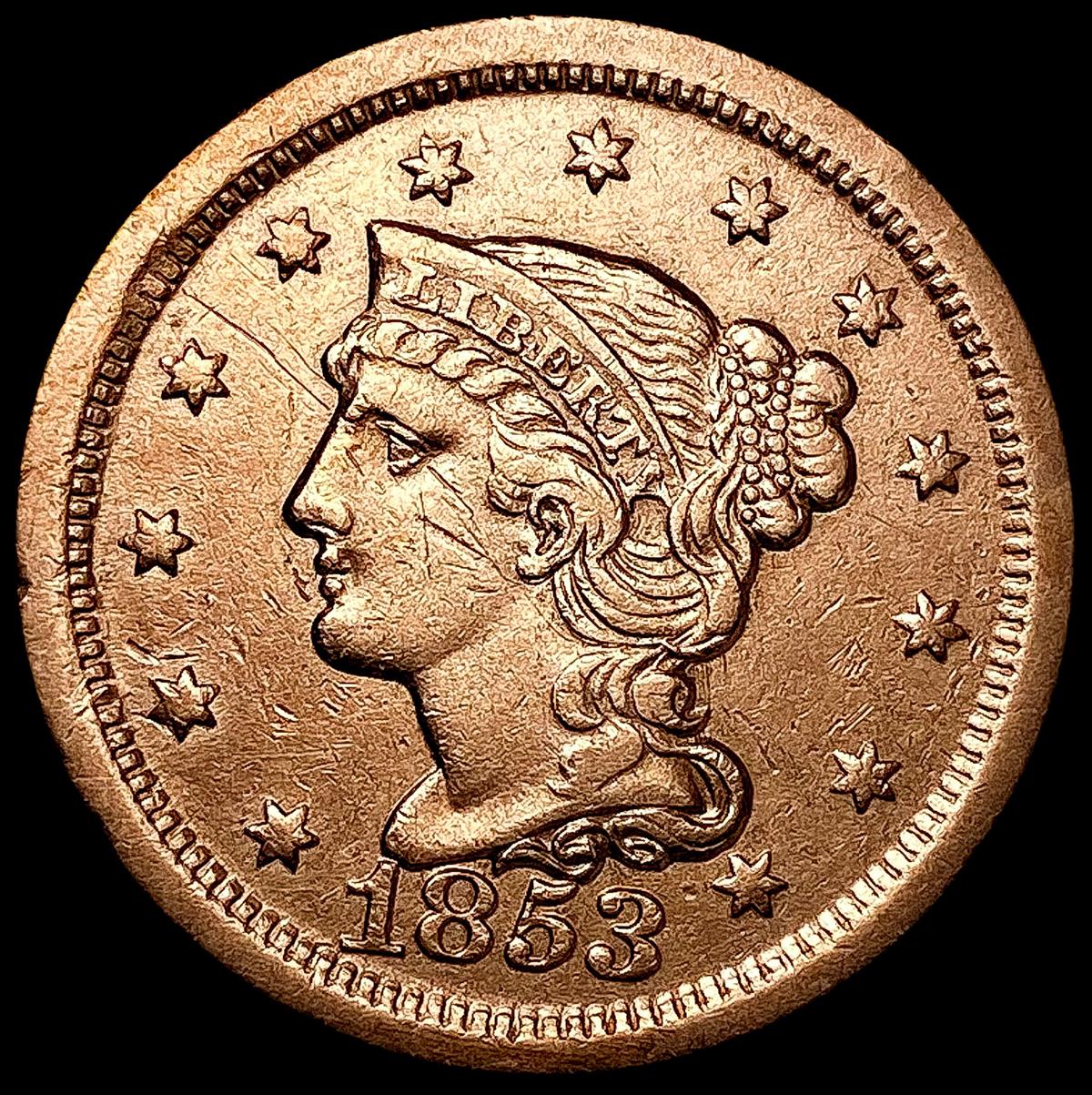 1853 Braided Hair Large Cent NEARLY UNCIRCULATED